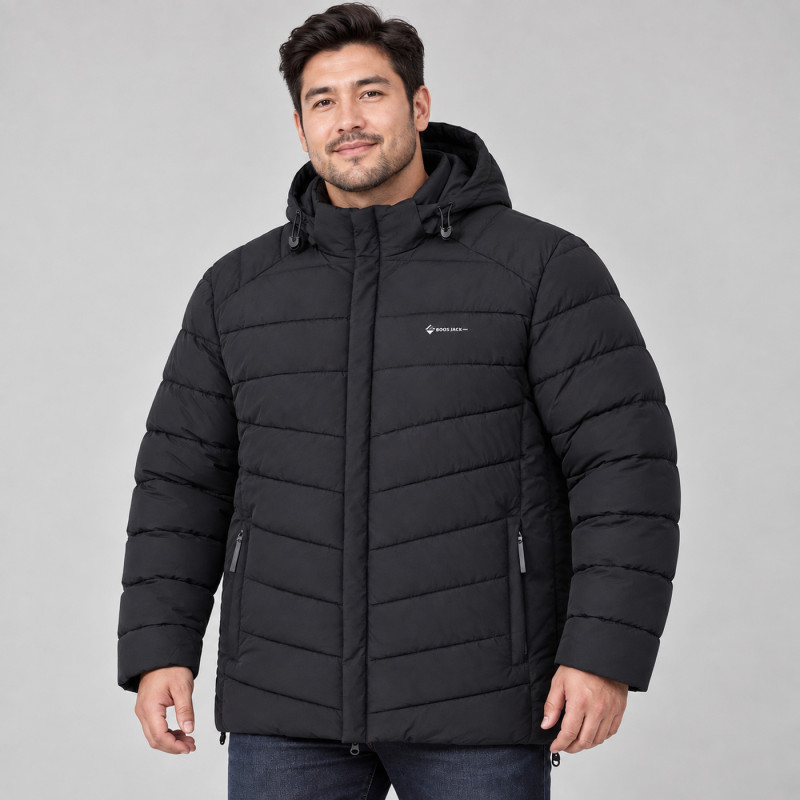 Мужская зимняя куртка батал Boos & Jack 5XL–10XL Thinsulate,Черный,9XL