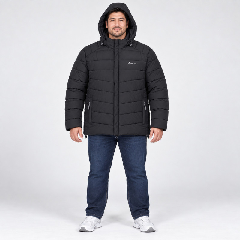 Мужская зимняя куртка батал Boos & Jack 5XL–10XL Thinsulate,Черный,7XL