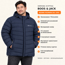 Мужская зимняя куртка батал Boos & Jack 5XL–10XL Thinsulate,Темно-синий,8XL