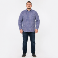 Рубашка мужская Gold Golf Man в клетку большие размеры,7XL, Синий с красным