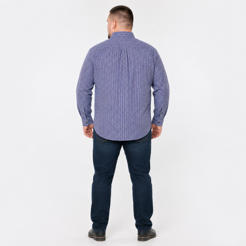 Рубашка мужская Gold Golf Man в клетку большие размеры,7XL, Синий с красным