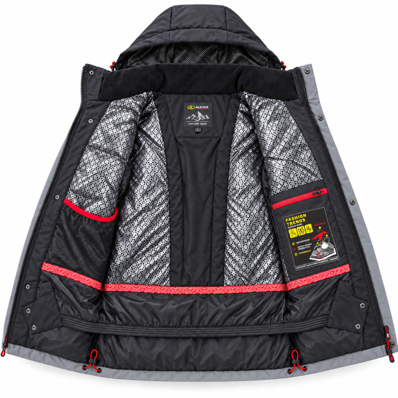 Термокуртка зимняя Audsa мужская M-3XL мембранная Omni-Heat,M, Серый