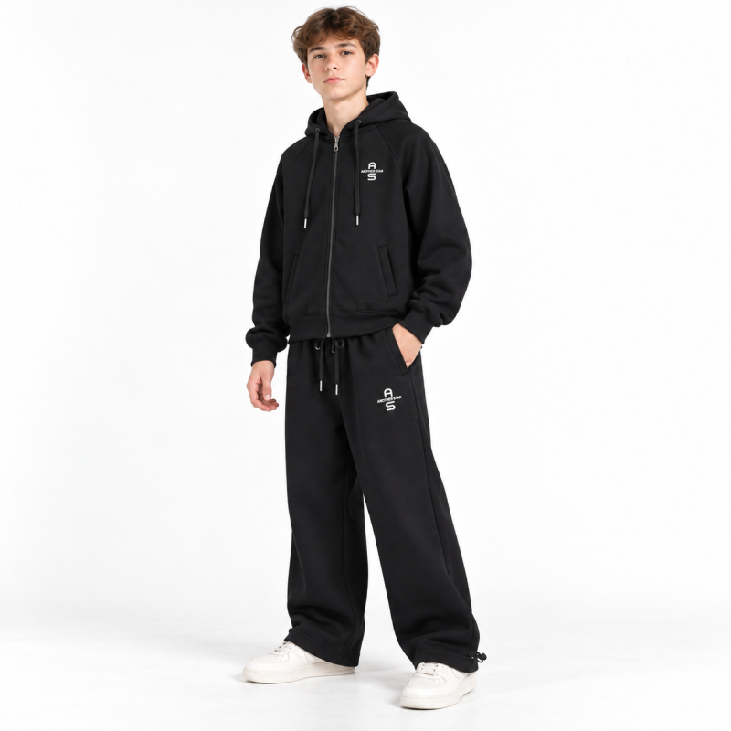 Теплый костюм Alder для мальчика с худи и брюками Baggy,Черный 146