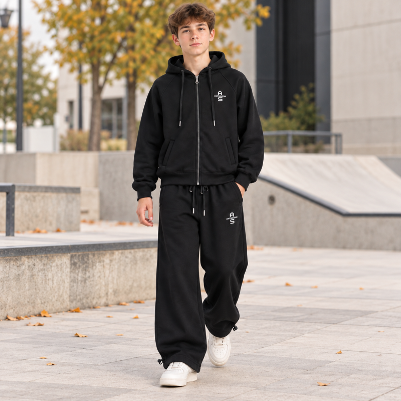Теплый костюм Alder для мальчика с худи и брюками Baggy,Черный 146