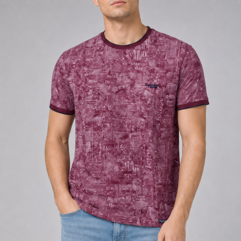 Футболка чоловіча Red-Down 2XL-5XL - великі розміри, 95% бавовна 5% еластан, 5XL, Бордовий