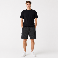 Шорты мужские Sport в клетку 2XL-6XL — летние карго шорты на резинке,Черный, XXXL