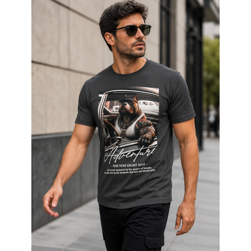 Футболка чоловіча Daniel Jones з принтом бавовна Туреччина M-XXL,XL,Графіт
