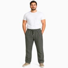 Штани Lonn чоловічі лляні XL-6XL літні рівні на резинці,XXL, Хакі