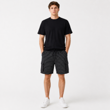 Шорти чоловічі Sport в клітинку 2XL-6XL — літні карго шорти на резинці,Чорний, XXL