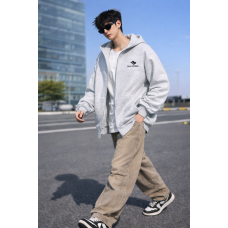 Зип худи для хлопчика oversize підліткове на блискавці щільне з капюшоном JP, Світло-сірий, 152