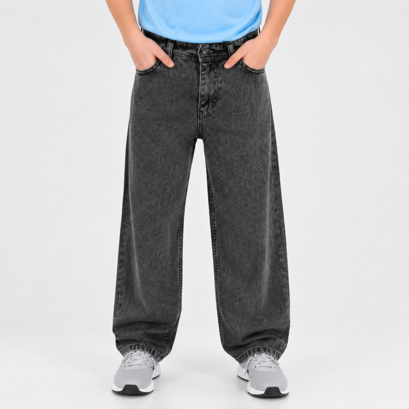 Джинсы багги Willmen для мальчика 9-17 лет с утяжкой на поясе,Темно-серый 170