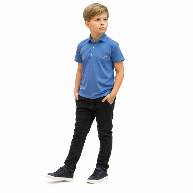 Футболка поло для хлопчика Blueland бавовна еластан короткий рукав 5-9 років, 122 Джинс