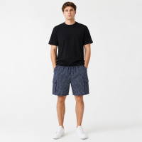 Шорти чоловічі Sport в клітинку 2XL-6XL - літні карго шорти на резинці,Синій, 6XL