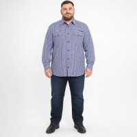 Рубашка мужская Gold Golf Man в клетку большие размеры,8XL, Синий с белым