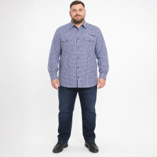 Рубашка мужская Gold Golf Man в клетку большие размеры,8XL, Синий с белым