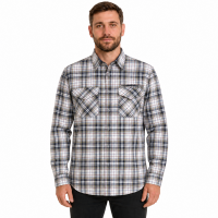 Чоловіча сорочка Gold Golf Man у клітку довгий рукав XL-5XL з 3 кишенями,XXXL, Білий із сірим