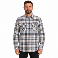 Чоловіча сорочка Gold Golf Man у клітку довгий рукав XL-5XL з 3 кишенями,5XL, Білий із сірим