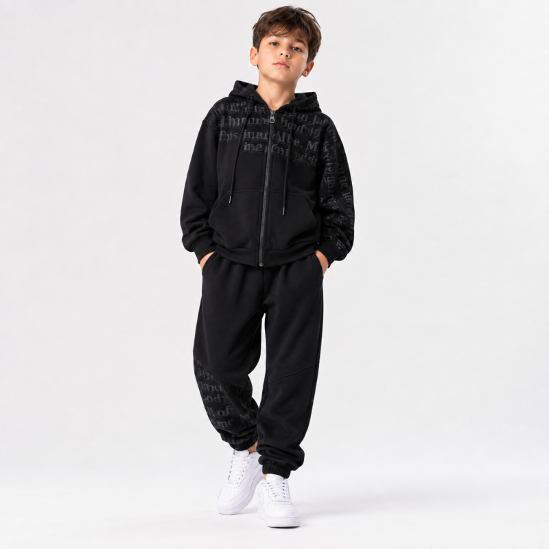 Костюм спортивный Nice Studio для мальчика оверсайз,Черный 160