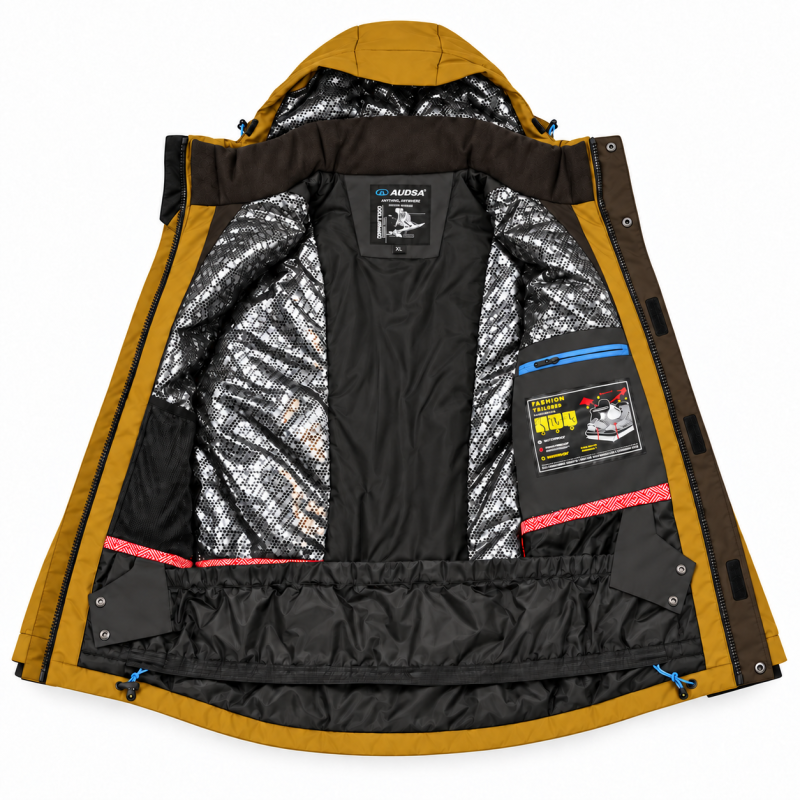 Куртка термо зимняя Audsa мужская M-3XL лыжная,Горчичный,XL