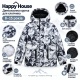 Куртка демисезонная Happy House для мальчика 8-15 лет оверсайз,Бело-серый камуфляж,  152