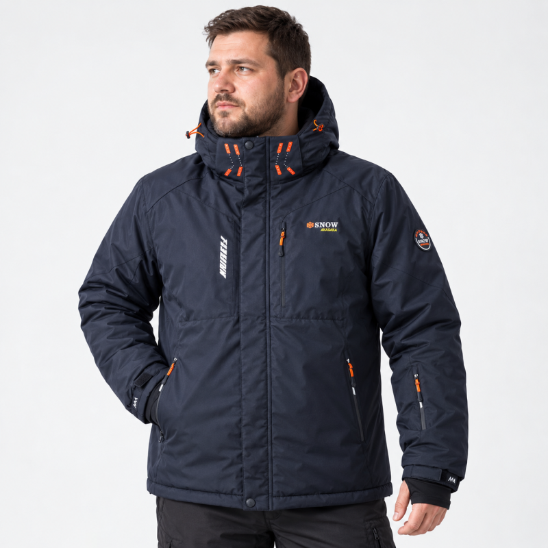 Термокуртка Snow мужская XXL-6XL зимняя мембранная Omni-Heat,XXXL, Синий