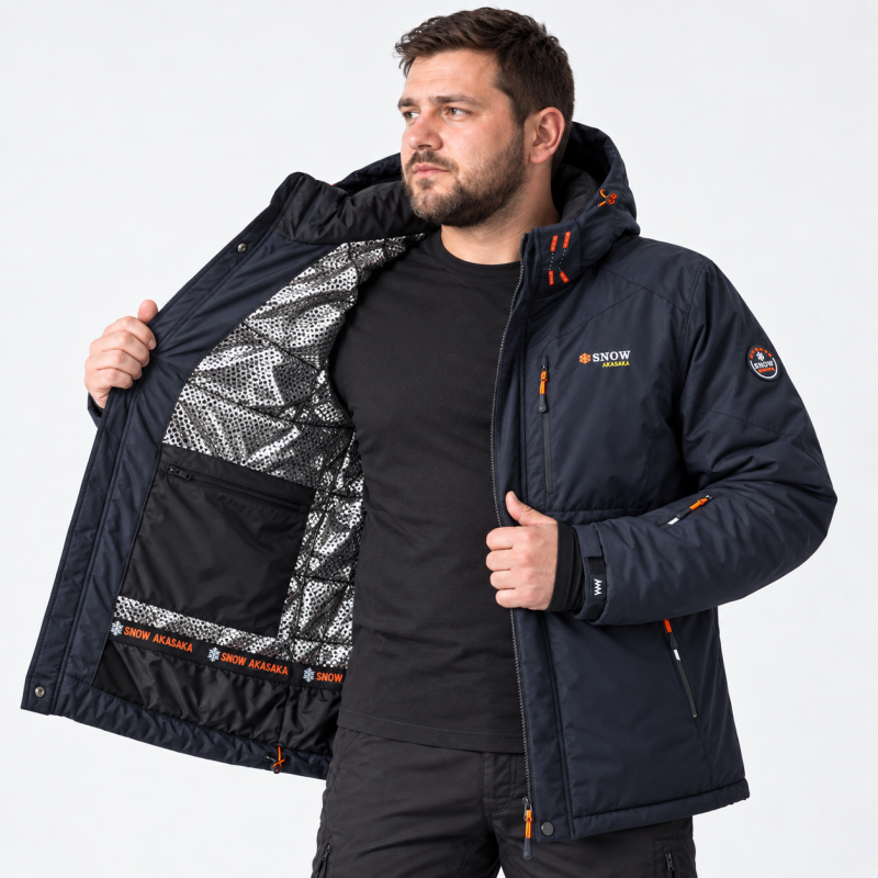 Термокуртка Snow мужская XXL-6XL зимняя мембранная Omni-Heat,XXXL, Синий