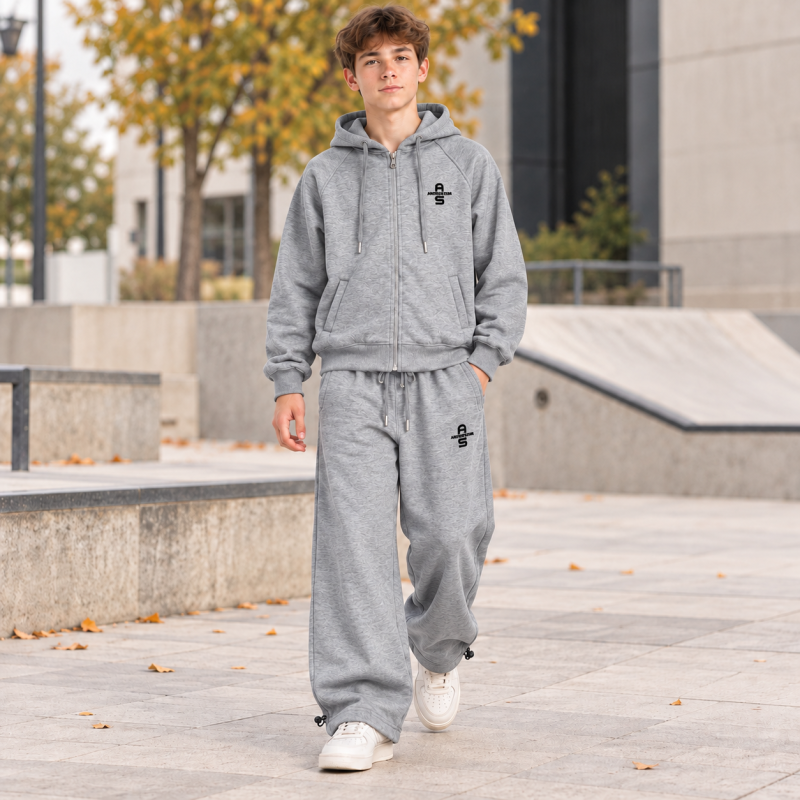 Теплый костюм Alder для мальчика с худи и брюками Baggy,Серый 164