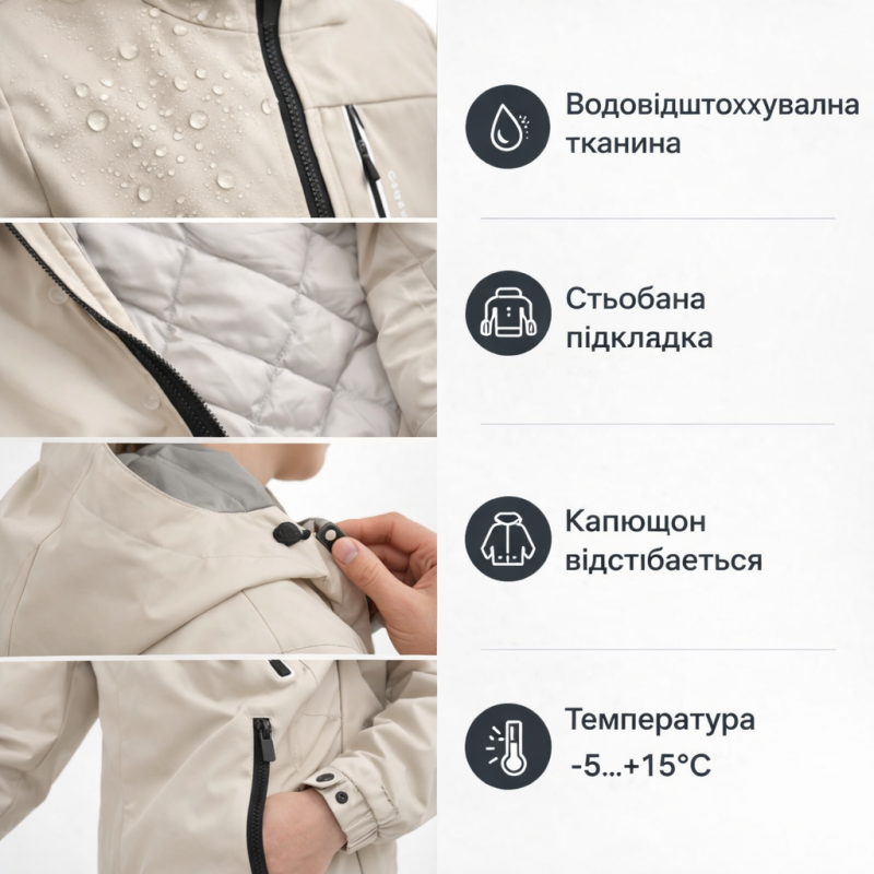 Куртка для хлопчика Happy House 4-10 років водовідштовхувальна дитяча куртка весна осінь28-134, Бежевий