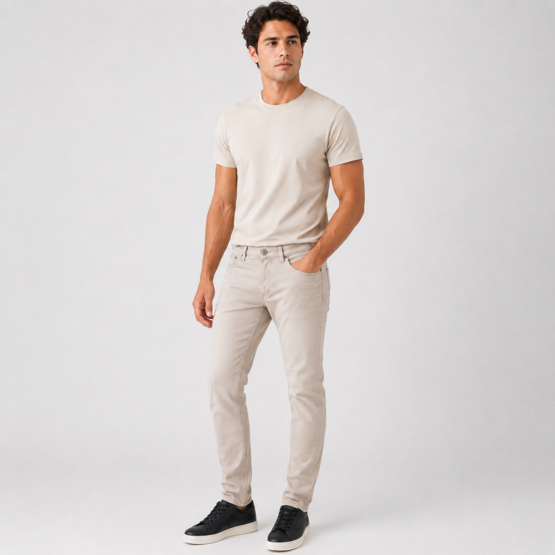 Чоловічі джинси CDEVOIR slim fit звужені, 32, Бежевий