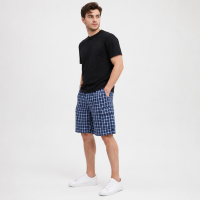 Шорты мужские Sport в клетку 2XL-6XL — летние карго шорты на резинке,Синий с голубым, XXXL