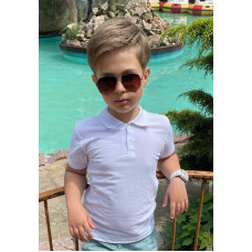 Футболка поло для хлопчика MirWear бавовна 100% тканина лакосту 5-10 років, 134, Білий