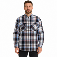 Чоловіча сорочка Gold Golf Man в клітку довгий рукав XL-5XL з 3 кишенями, XXXL, Білий з блакитним