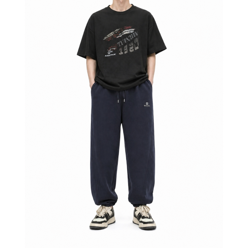 Штани спортивні XIN.QD джогери baggy для хлопчика 10-15 років широкі з манжетом,Темно-синій, 140