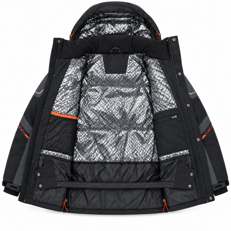 Термокуртка зимняя Snow мужская M-3XL мембранная Omni-Heat,XXXL, Черный
