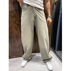 Чоловічі джинси baggy John Lucca широкі прямі streetwear оверсайз із щільного деніму 100% бавовна,34 Оливковий