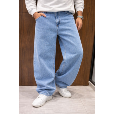 Чоловічі джинси baggy John Lucca широкі прямі streetwear оверсайз із щільного деніму 100% бавовна,30 Блакитний