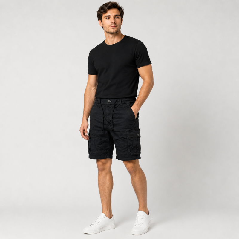 Чоловічі шорти Iteno Lionesa карго на гумці - літня модель з кишенями,32, Чорний