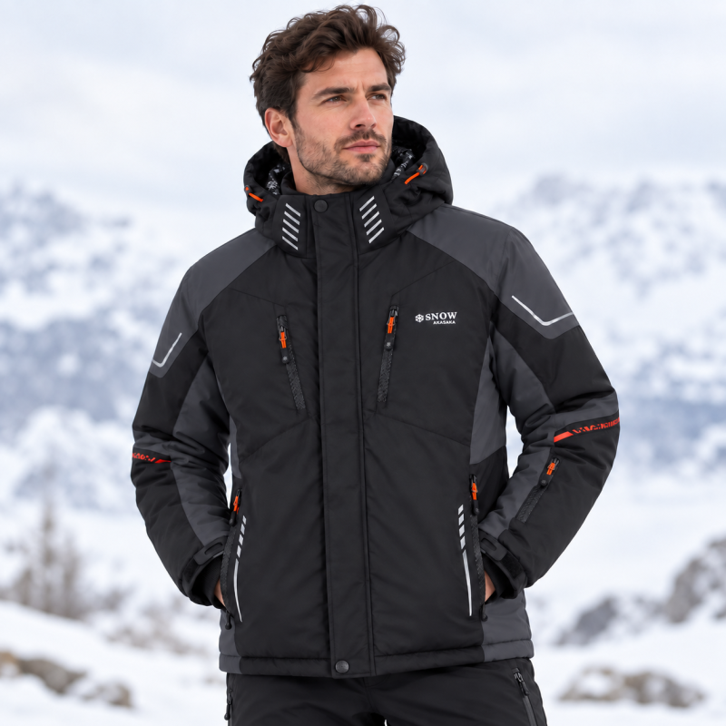 Термокуртка зимняя Snow мужская M-3XL мембранная Omni-Heat,M, Черный