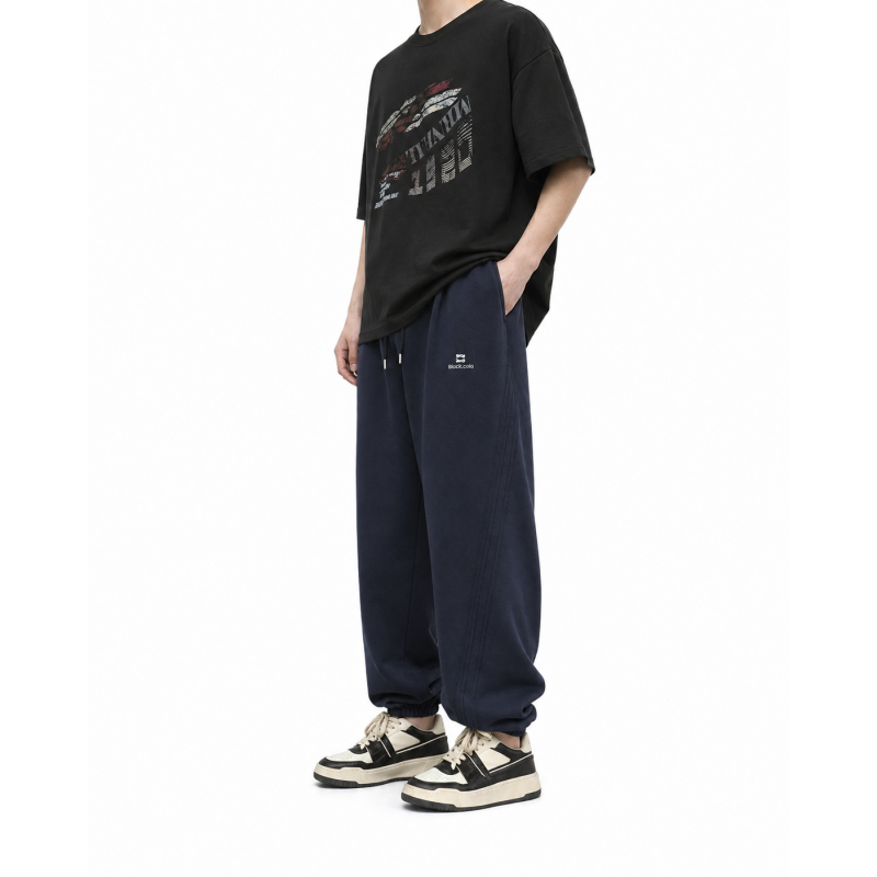 Штани спортивні XIN.QD джогери baggy для хлопчика 10-15 років широкі з манжетом,Темно-синій, 164