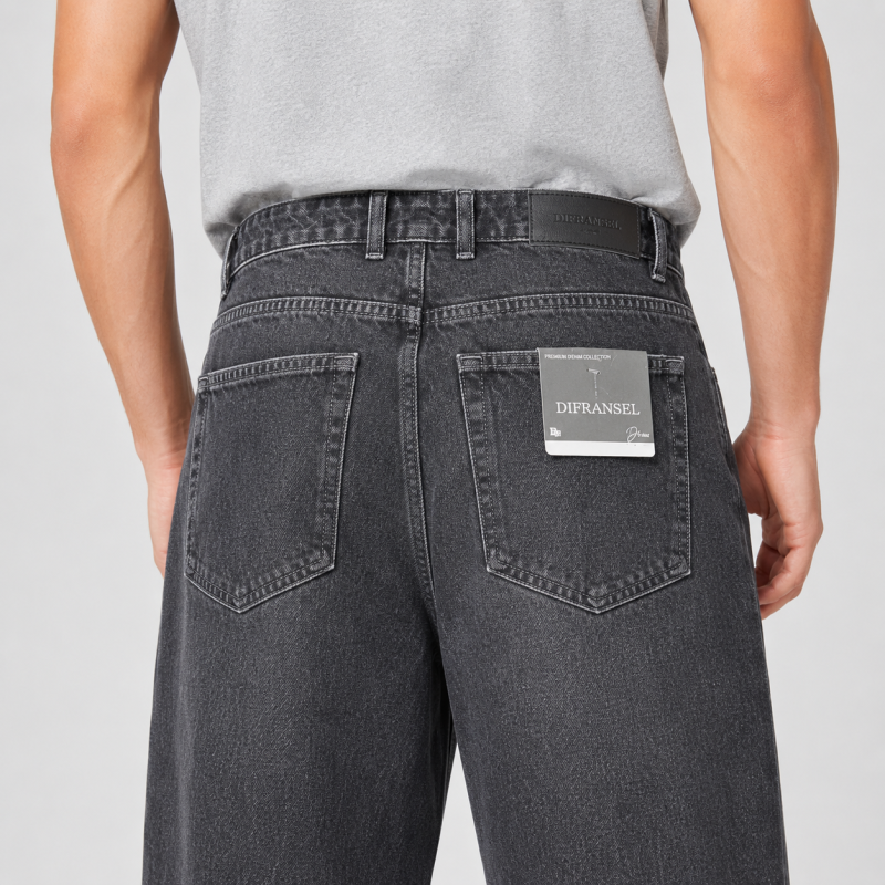 Джинсы широкие Difransel baggy мужские 100% коттон,32  Темно-серый