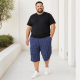 Бриджи мужские Sport большие размеры 2XL-6XL карго в клетку,Темно-синий, 5XL