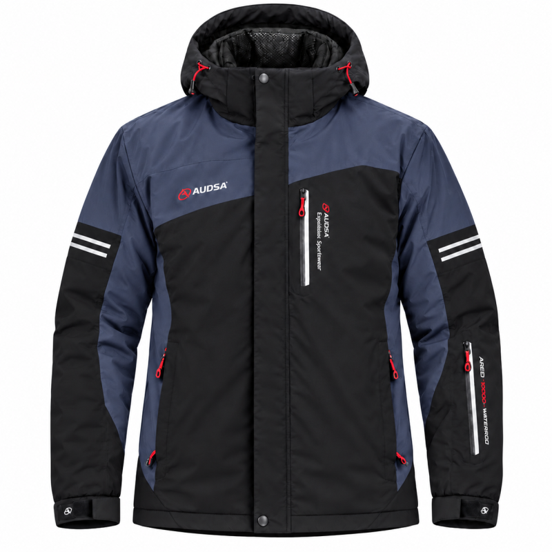 Куртка термо зимняя Audsa мужская M-3XL лыжная,Черный,XXXL