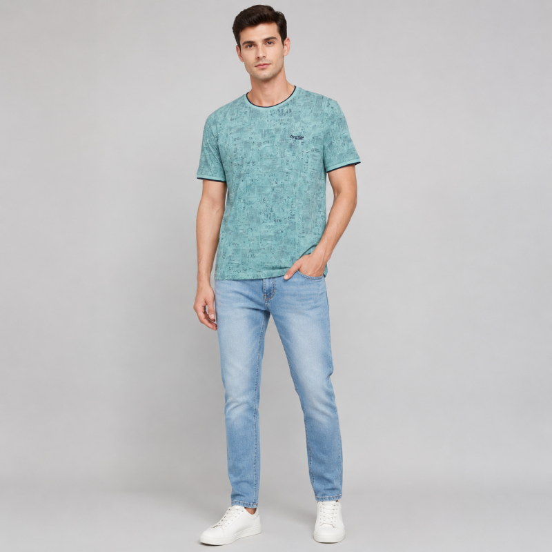 Футболка чоловіча Red-Down 2XL-5XL - великі розміри, 95% бавовна 5% еластан,XXXL,Бірюзовий
