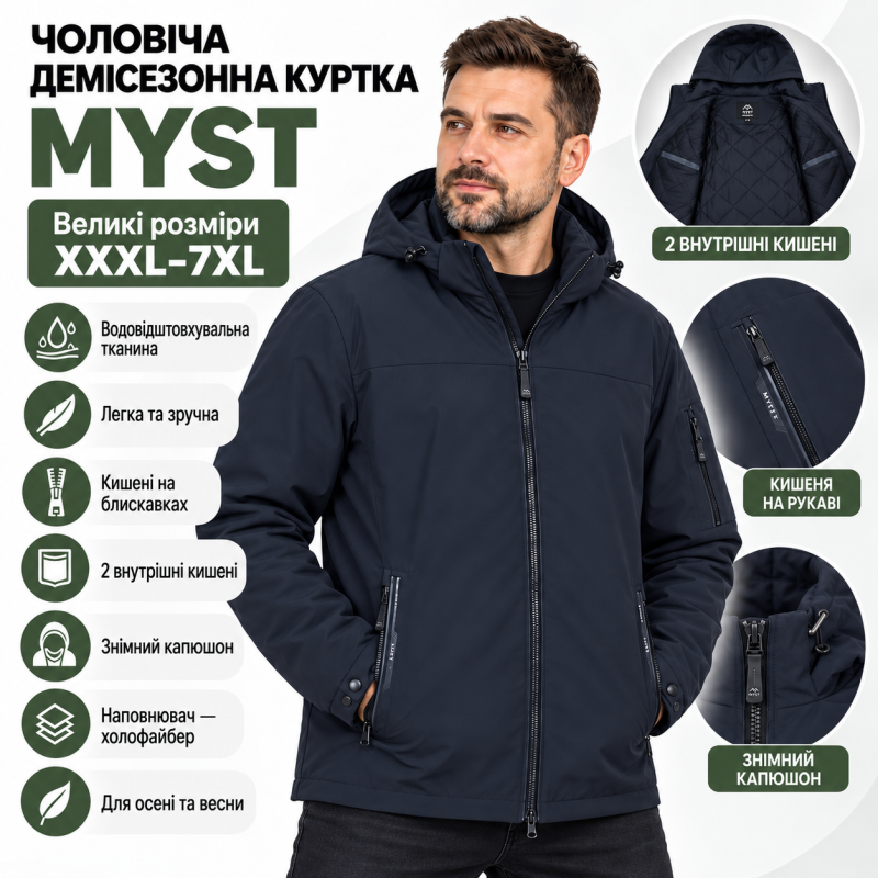 Куртка мужская Myst демисезонная,Темно-синий, XXXL