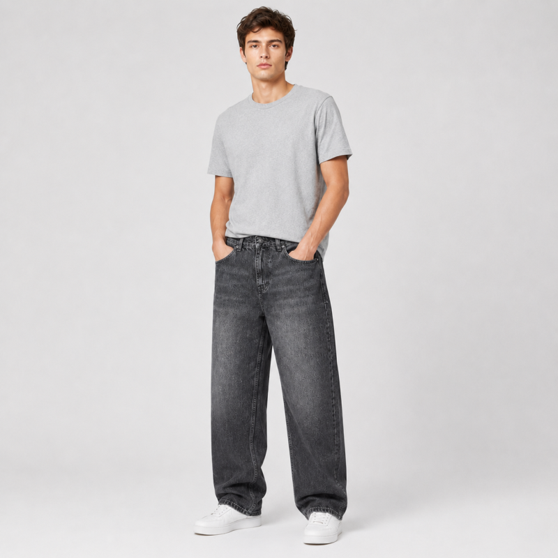 Джинсы широкие Difransel baggy мужские 100% коттон,36  Темно-серый