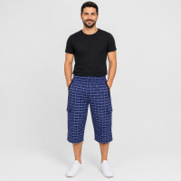 Бриджи мужские Sport большие размеры 2XL-6XL карго в клетку,Синий, 5XL