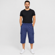 Бриджі чоловічі Sport великі розміри 2XL-6XL карго в клітку, Синій, 5XL