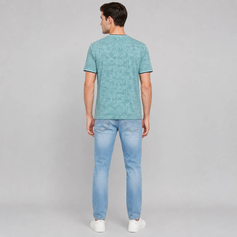 Футболка чоловіча Red-Down 2XL-5XL - великі розміри, 95% бавовна 5% еластан,5XL,Бірюзовий
