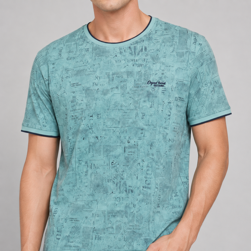Футболка чоловіча Red-Down 2XL-5XL - великі розміри, 95% бавовна 5% еластан,5XL,Бірюзовий