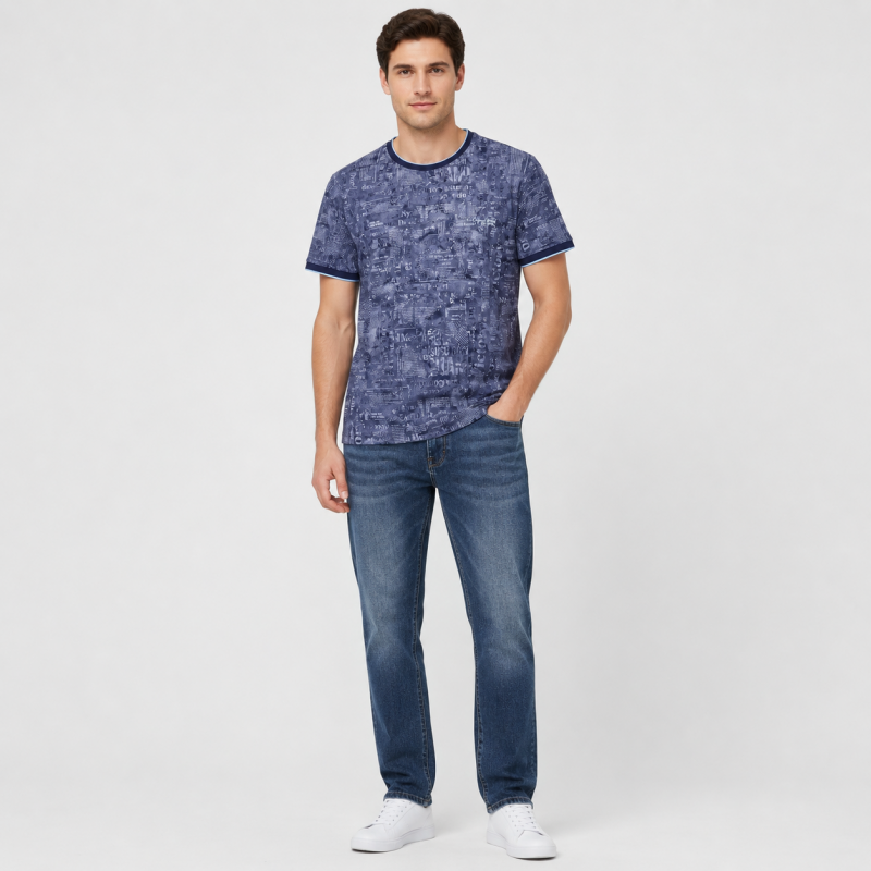 Футболка чоловіча Red-Down 2XL-5XL - великі розміри, 95% бавовна 5% еластан, 4XL, Синій